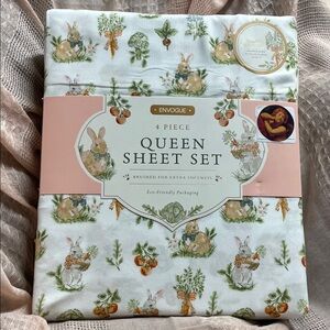 Envogue Queen Sheet Set Easter / Spring Bunny Rabbit Set